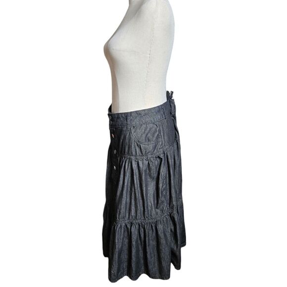 Time and Tru Black Denim Peasant Midi Western Skirt - Picture 4 of 5